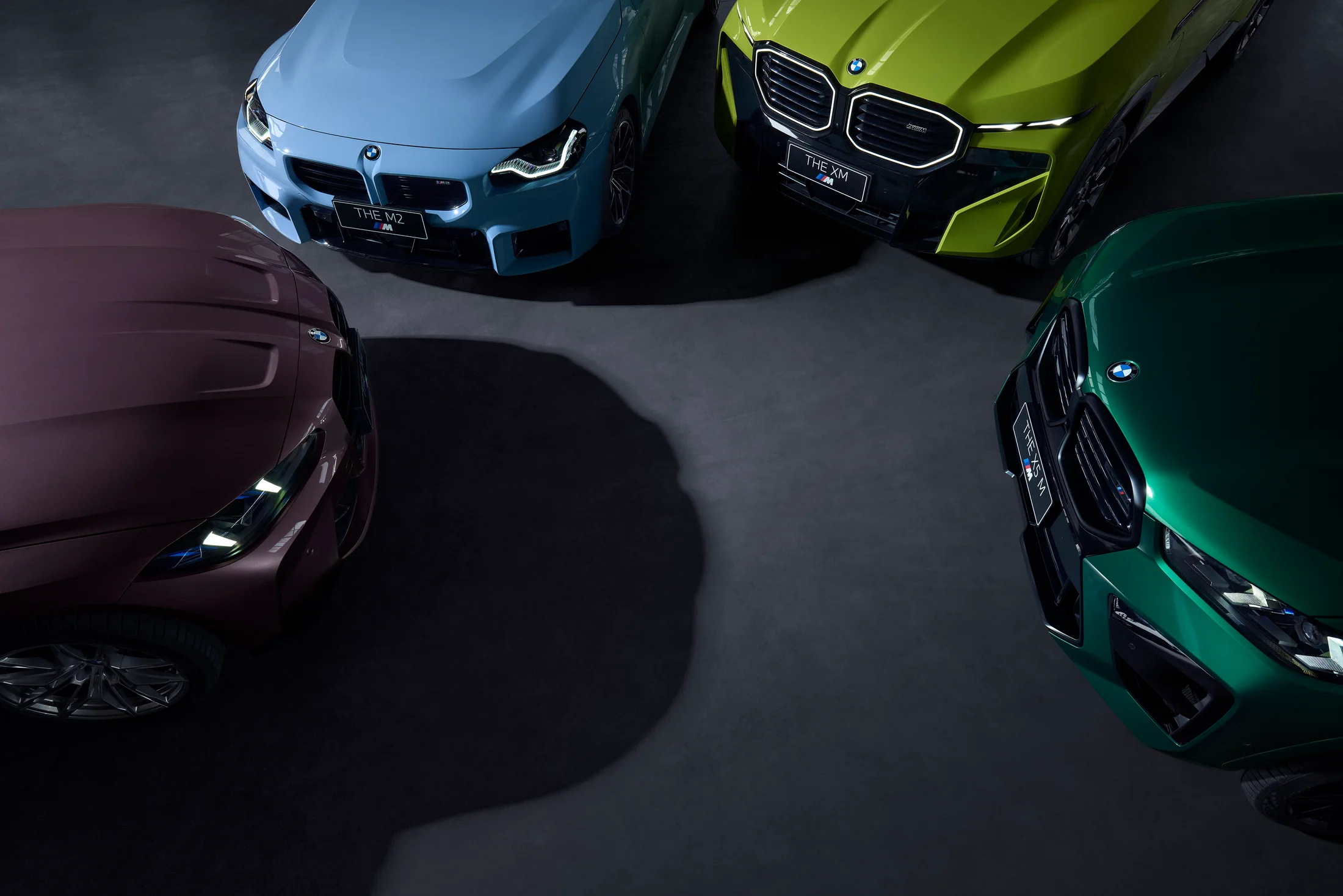 Overhead view of BMW M cars